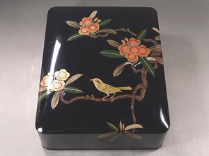 ∇花∇鎌倉某旧家の蔵出品 高級漆器 会津塗 桜鳥蒔絵御文庫 昭和44年為書きあり