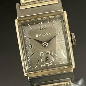 [1 иен старт ] Broba /Bulova/ квадратное /8AC/1960*s/ античный / механический завод / серый /10KGF/ золотой ./ мужские наручные часы / для мужчин и женщин / работа хороший / оригинальный 