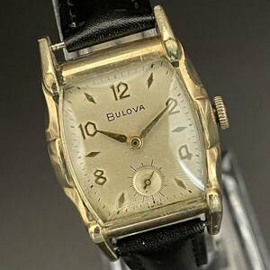 【名作】ブローバ/Bulova/10BT/1950’s/アンティーク/手巻き/スクエア/10KGF/金張/メンズ腕時計/紳士/スモセコ/動作良好