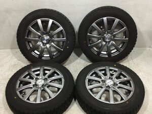 7分山 ダンロップ WM02 155/65R14 75Q 2019年 ZACK JP110 14x4.5J +45 4H 100 ハブ径68ｍｍ 4本 スタッドレスタイヤ