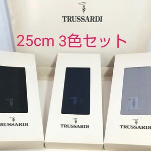 トラサルディ 靴下 ３足セット 25cm 日本製 TRUSSARDI ギフト箱入り