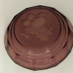レトロ硝子 小皿 豆皿 茶托 気泡ガラス 10客 コースター 時代物  アンティーク レトロ 紫 緑の画像7