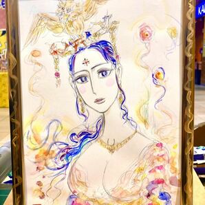 噌羅☆照作A4サイズ「弁聖天ボッカス」 （弁聖菩薩） 縁起物 肉筆 原画 絵画 SORA作 聖天 商売繁盛 菩薩 弁天 弁財天 肉筆絵画の画像3