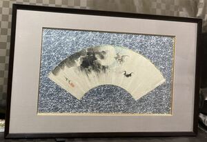 Art hand Auction Genuine fan, artist unknown, dragon and bat on the moon, hand-painted paper, ink painting, ink and color painting, framed, interior design, signed, with signature, antique, Artwork, Painting, Ink painting