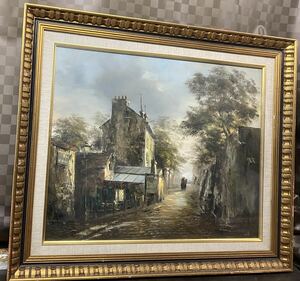 Art hand Auction Authentic Oil Painting Oil Painting Artist Unknown Landscape Painting Overseas Cityscape No. F12 Frame Framed Interior, painting, oil painting, Nature, Landscape painting