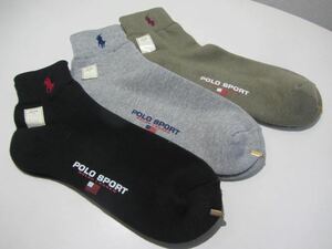 POLO SPORT　RALPH LAUREN ラルフローレン　ナイガイ　ソックス　３足　スニーカーにおしゃれで軽やかデザインのショート丈