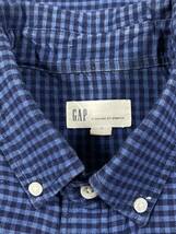 A-103 \1000即決セール 本場アメカジ輸入古着シャツ GAP ブルー系ギンガムチェック 長ボタンタウンシャツ M (US-FIT) _画像4