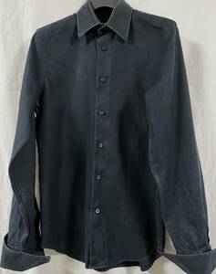 A-167 \800即決セール 本場アメカジ輸入古着シャツ EXPRESS 黒の地模様 長袖レギュラーカラーシャツ カフス式　S (US-FIT) 