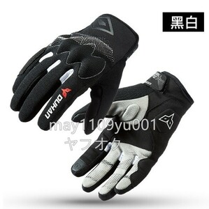 DUHAN スマホ対応 グローブ メンズ バイク用ロード ガード サイクリング　手袋　夏 メンズ・黒白・XL「 色 サイズ M~2XL選択可 」