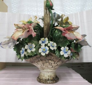 ★Capodimonte★ 陶花 陶器製の造花 陶器 洋風 造花 植物 アンティーク レトロ オブジェ 置物