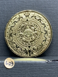 【Ωコイン】マヤ文明 カレンダー 24KGP金ゴールド仕上げ 太陽の石 メダル l23