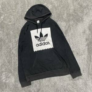 adidas アディダス スウェット パーカー プルオーバー サイズL ブラック 黒 メンズ トップス 最落なし （C17）