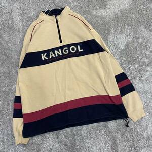 KANGOL カンゴール スウェット トレーナー ハーフジップ サイズLL ブラウン 茶色 メンズ トップス 最落なし （F17）