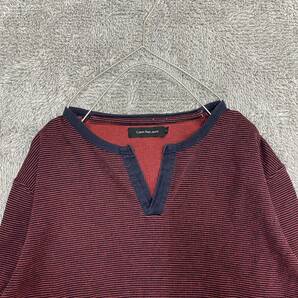 Calvin Klein Jeans カルバンクライン 長袖Tシャツ 長袖カットソー ロンT ボーダー サイズL レッド 赤 メンズ トップス 最落なし （I17）の画像3