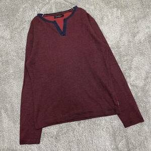 Calvin Klein Jeans カルバンクライン 長袖Tシャツ 長袖カットソー ロンT ボーダー サイズL レッド 赤 メンズ トップス 最落なし （I17）