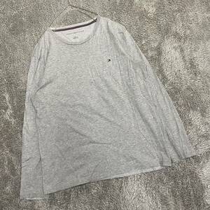 TOMMY HILFIGER トミーヒルフィガー 長袖Tシャツ 長袖カットソー ロンT サイズM グレー 灰色 メンズ トップス 最落なし （K17）