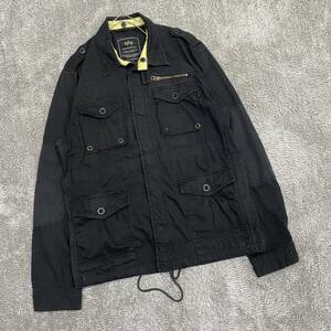 ALPHA INDUSTRIES アルファインダストリーズ ミリタリー ジャケット フィールドジャケット サイズM ブラック 黒 トップス 最落なし （L17）