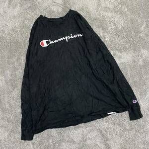 Champion チャンピオン 長袖Tシャツ 長袖カットソー ロンT サイズ2XL ブラック 黒 メンズ トップス 最落なし （L17）