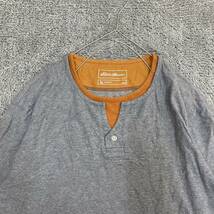 Eddie Bauer エディーバウアー 長袖Tシャツ 長袖カットソー ロンT ヘンリーネック サイズL グレー 灰色 メンズ トップス 最落なし （M17）_画像3