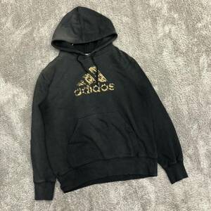 adidas アディダス スウェットパーカー プルオーバー サイズM ブラック 黒 パフォーマンスロゴ フード メンズ トップス 最落なし （O17）