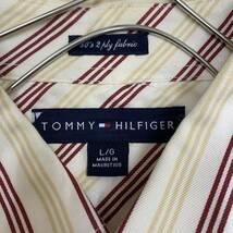 TOMMYHILFIGER トミーヒルフィガー 長袖シャツ ストライプシャツ ボタンダウン サイズL マルチカラー レッド 赤 トップス 最落なし （Q17）_画像6