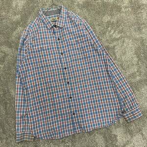 L.L.Bean エルエルビーン 長袖シャツ チェックシャツ サイズXL ブルー 青 メンズ トップス 最落なし （Q17）