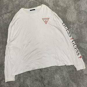 GUESS ゲス 長袖Tシャツ 長袖カットソー ロンT サイズM ホワイト 白 メンズ トップス 最落なし （Q17）