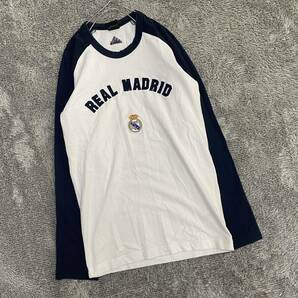 adidas アディダス REAL MADRID 長袖Tシャツ 長袖カットソー ロンT ラグラン サイズXS ホワイト 白 メンズ トップス 最落なし （T17）の画像1