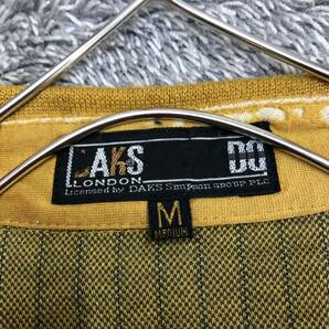 DAKS ダックス 長袖ポロシャツ サイズM ストライプ イエローゴールド 黄色 スポーツ 刺繍ロゴ ゴルフ メンズ トップス 最落なし （W17）の画像5