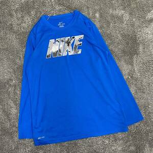 NIKE ナイキ 長袖Tシャツ 長袖カットソー ロンT サイズL ブルー 青 キッズ 子供服 トップス 最落なし （Y17）