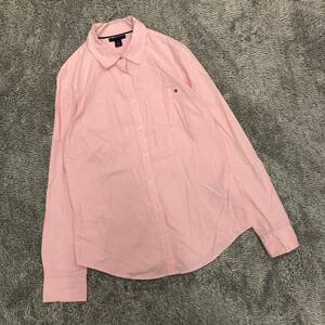 Tommy Hilfiger Tommy Hilfiger casual shirt long sleeve shirt size S pink plain thin cotton lady's tops there is no highest bid (C18)