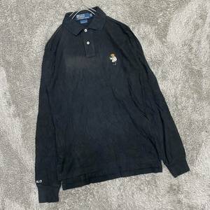 POLO RALPH LAUREN ラルフローレン POLO bearポロベア 長袖シャツ 長袖ポロシャツ サイズXS ブラック 黒 メンズ トップス 最落なし （H18）