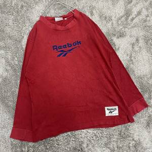 Reebok リーボック 長袖Tシャツ 長袖カットソー ロンT サイズL レッド 赤 メンズ トップス 最落なし （I18）