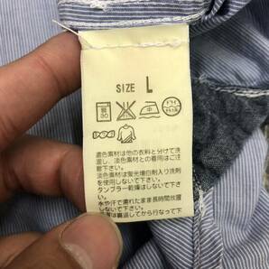 Levi's リーバイス 長袖シャツ サイズL ストライプ 薄手コットン ライトブルー 水色 アメカジ メンズ トップス 最落なし （I18）の画像7