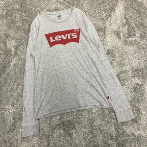 Levi's リーバイス 長袖Tシャツ ロンT 長袖カットソー サイズS ロゴプリント グレー 薄手 コットン メンズ トップス 最落なし （K18）