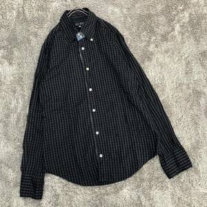 ARMANI jeans アルマーニジーンズ 長袖シャツ ボタンダウンシャツ サイズS コットン 黒 ブラック メンズ トップス 最落なし （M18）