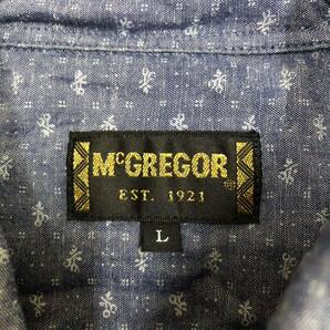 McGREGOR マックレガー マクレガー 長袖シャツ 総柄 サイズL ブルー 青 コットン テンセル ワンポイント メンズ トップス 最落なし （M18）の画像6