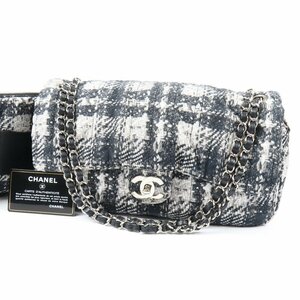 40021★1円スタート★CHANEL シャネル 新品同様美品 チェーンショルダーバッグ ツイードプリント ターンロック ココマーク ポーチ付き