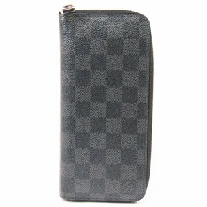 40347★1円スタート★LOUIS VUITTON ルイヴィトン 美品 ヴェルティカル ダミエグラフィット ラウンドファスナー長財布 PVC ブラック