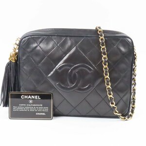 40135★1円スタート★CHANEL シャネル 極美品 マトラッセ タッセル チェーンショルダーバッグ ココマーク ヴィンテージ ラムスキン