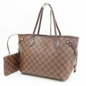 78260LOUIS VUITTON ルイヴィトン 外綺麗 ネヴァーフルPM ポーチ付き ショルダーバッグ ダミエ トートバッグ PVC エベヌ