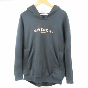 79279GIVENCHY ジバンシィ 美品 フーディー ロゴ 服 トップス フード付き XS パーカー コットン ブラック