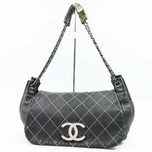 40422★1円スタート★CHANEL シャネル 外綺麗 ワイルドステッチ ココマーク チェーンショルダーバッグ ヴィンテージ ラムスキン ブラック_画像1