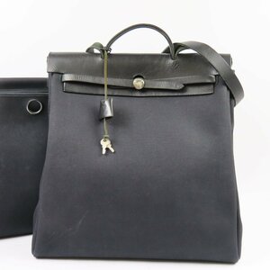 40433★1円スタート★HERMES エルメス 中極美品 エールバッグGM 2WAY ショルダーバッグ ヴィンテージ ハンドバッグ ブラック □D刻印