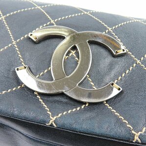 40422★1円スタート★CHANEL シャネル 外綺麗 ワイルドステッチ ココマーク チェーンショルダーバッグ ヴィンテージ ラムスキン ブラックの画像6