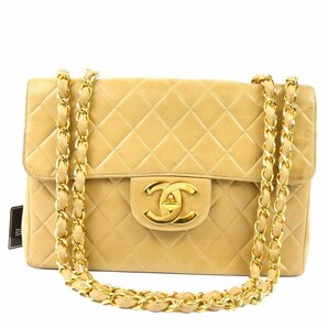 40413★1円スタート★CHANEL シャネル 中極美品 中マトラッセ チェーンショルダーバッグ ターンロック ココマーク ラムスキン ベージュの画像1