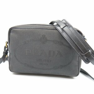 40542★1円スタート★PRADA プラダ 中極美品 ロゴ 斜め掛けOK 三角ロゴ トライアングルロゴ ショルダーバッグ キャンバス レザー ブラック