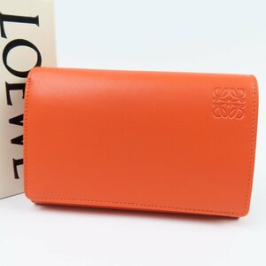 40557★1円スタート★LOEWE ロエベ 新品同様美品 L字ファスナー アナグラム 二つ折り財布 カーフ オレンジ