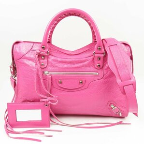 40545★1円スタート★BALENCIAGA バレンシアガ 極美品 クラシックシティ ミラー付き 2WAY ショルダーバッグ ハンドバッグ レザー ピンクの画像1