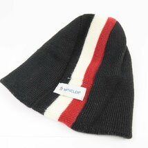 40599★1円スタート★MONCLER モンクレール 新品同様美品 ニット帽 帽子 リバーシブル ニットキャップ ウール ブラック_画像8